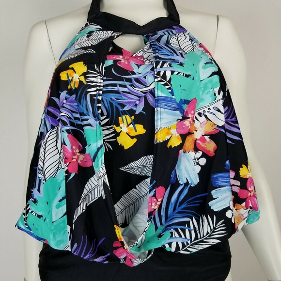 St Johns Bay One Piece Swimsuit Floral Size 16 - Picture 3 of 8